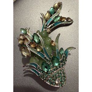 MCM Napier Rhinestone Aqua Enamel Fish Brooch Pin Sea Life Statement Estate Sale